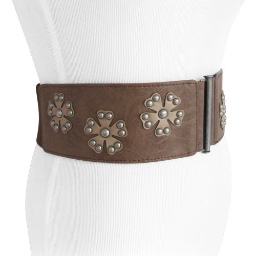 
                  
                    Brown Riveted Daisy Wide Stretch Women's Belt
                  
                