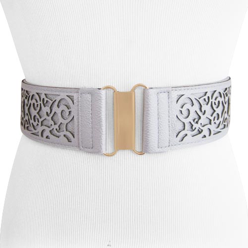 Silvery Gray Cut out Women's Stretch Belt