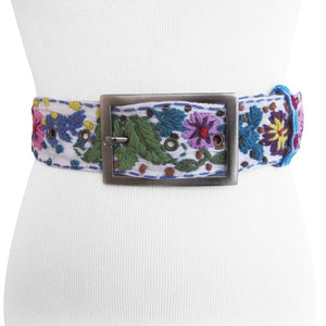 
                  
                    White Whimsically Embroidered Flower Belt For Women
                  
                