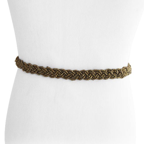 
                  
                    Antique Gold Braid Beaded Women's Belt with Natural Wood Buckle
                  
                