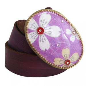 
                  
                    Handmade Whimsical Flower and Delicate Gold Bead Oval Belt Buckle for Women
                  
                