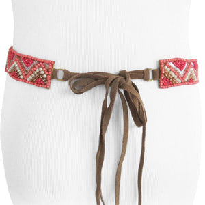 
                  
                    Handmade Peach Tone Beautifully Beaded Thin Women's Belt
                  
                