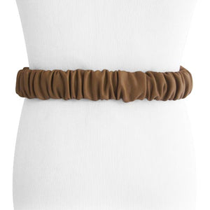
                  
                    Light Brown Gathered Leather Belt with Brushed Brass Buckle
                  
                