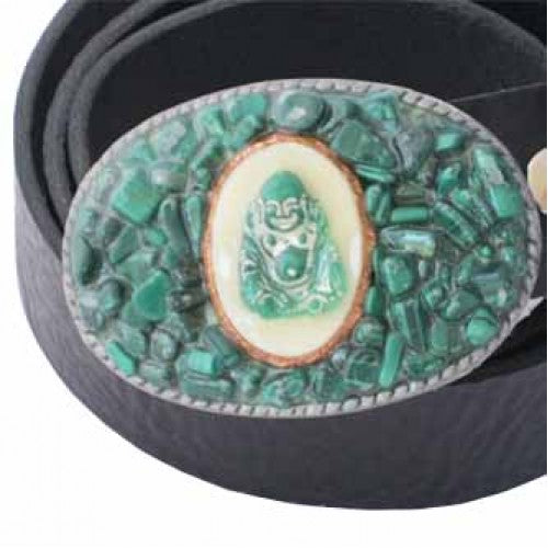 
                  
                    KDichter Designs- Malachite Buddha- One of a Kind Artisan Women's Belt Buckle
                  
                