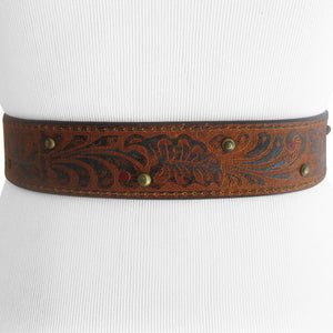 
                  
                    Genuine Leather Embossed Belt With Square Antique Gold Buckle
                  
                