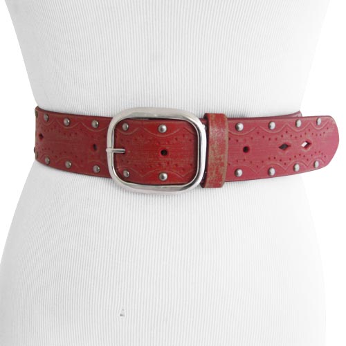 
                  
                    Red Bonded Leather Western Belt Strap. STRAP ONLY!
                  
                