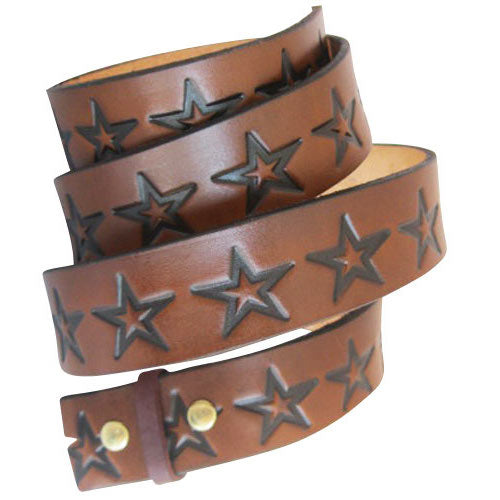 
                  
                    Embossed Stars - Genuine Tooled Leather Interchangeable Belt Strap. STRAP ONLY!
                  
                