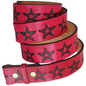 
                  
                    Embossed Stars - Genuine Tooled Leather Interchangeable Belt Strap. STRAP ONLY!
                  
                