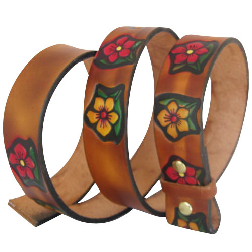 
                  
                    Embossed Petunias Brown (multi-color)- Genuine Tooled Leather Interchangeable Belt Strap. STRAP ONLY!
                  
                