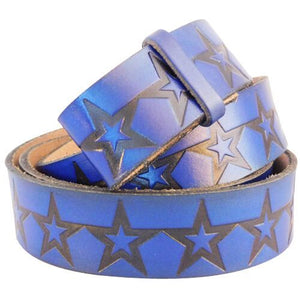 
                  
                    Embossed Stars - Genuine Tooled Leather Interchangeable Belt Strap. STRAP ONLY!
                  
                