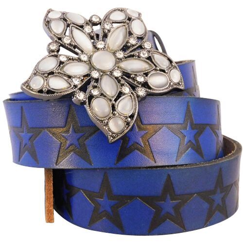 
                  
                    Embossed Stars - Genuine Tooled Leather Interchangeable Belt Strap. STRAP ONLY!
                  
                