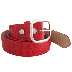 
                  
                    Hot Red Bonded Leather Croc Finish Belt Strap. STRAP ONLY!
                  
                