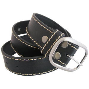 
                  
                    Black Stitching-Edged Leather Interchangeable Belt Strap. STRAP ONLY!
                  
                