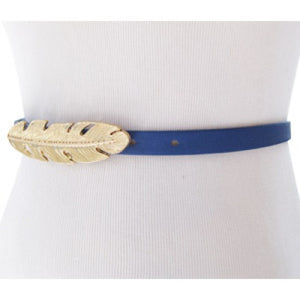 Royal Blue Skinny Waist Belt with Gold Feather Belt Buckle Keep Your Pants On Royal Blue Skinny Waist Belt with Gold Feather Belt Buckle Keep Your Pants On
