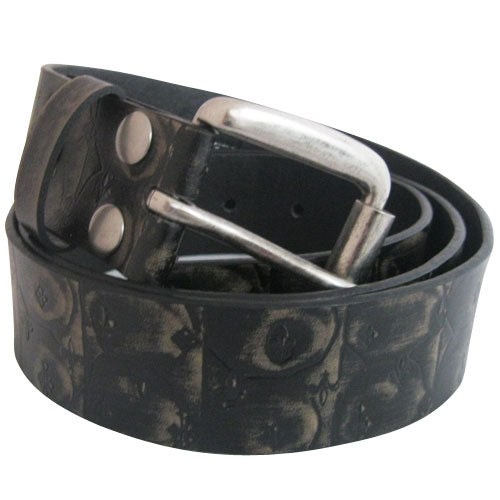 
                  
                    Black Fleur de Lis Embossed Bonded Leather Interchangeable Belt Strap. STRAP ONLY!
                  
                