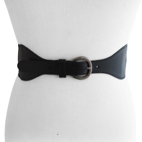 Black and White striped Leather Women's Stretch Belt