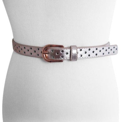 
                  
                    Thin Circle Punched Metallic Roseate Genuine Leather Belt
                  
                