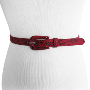 
                  
                    Thin Red and Black Snake Patterned Belt
                  
                