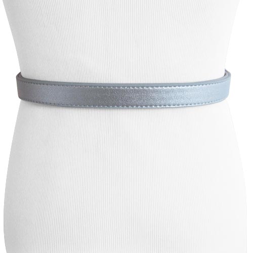 
                  
                    Thin Silver Faux Leather womens Belt with Modern Silver Buckle
                  
                