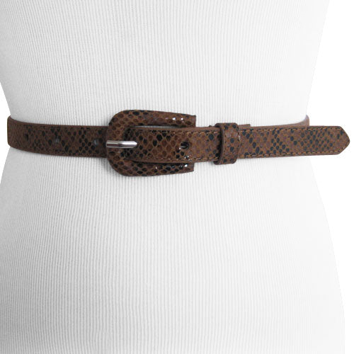 
                  
                    Thin Brown and Black Snake Patterned Belt
                  
                