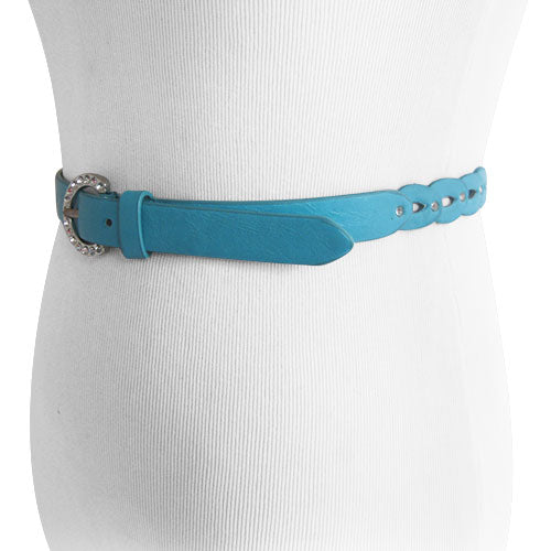 
                  
                    Turquoise Leather-Look Link Belt with Rhinestone Rivets
                  
                