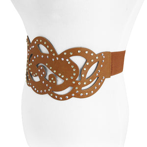 
                  
                    Rhinestone and Faux Leather Brown Stylish Stretch Belt
                  
                