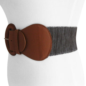 Leather Wide Feature Buckle Waist Belt