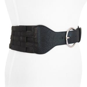 
                  
                    Black Leather Woven Elastic Women's Belt
                  
                