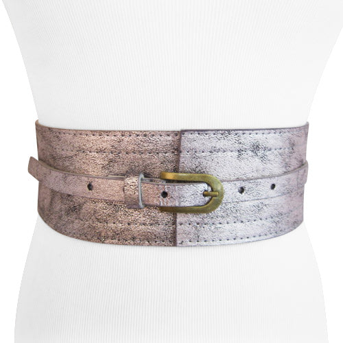 Crackled Silver and Gray Elastic Stretch Belt For Women – Keep